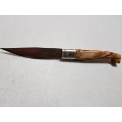 Coltello tipo pattadese con manicatura in olivastro